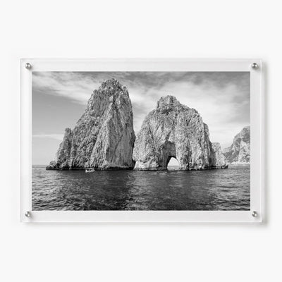Capri on the Rocks Black & White Acrylic Wall Art Print