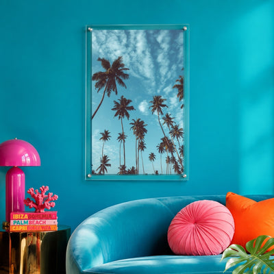 Modern palm tree wall art for a bright coastal interior