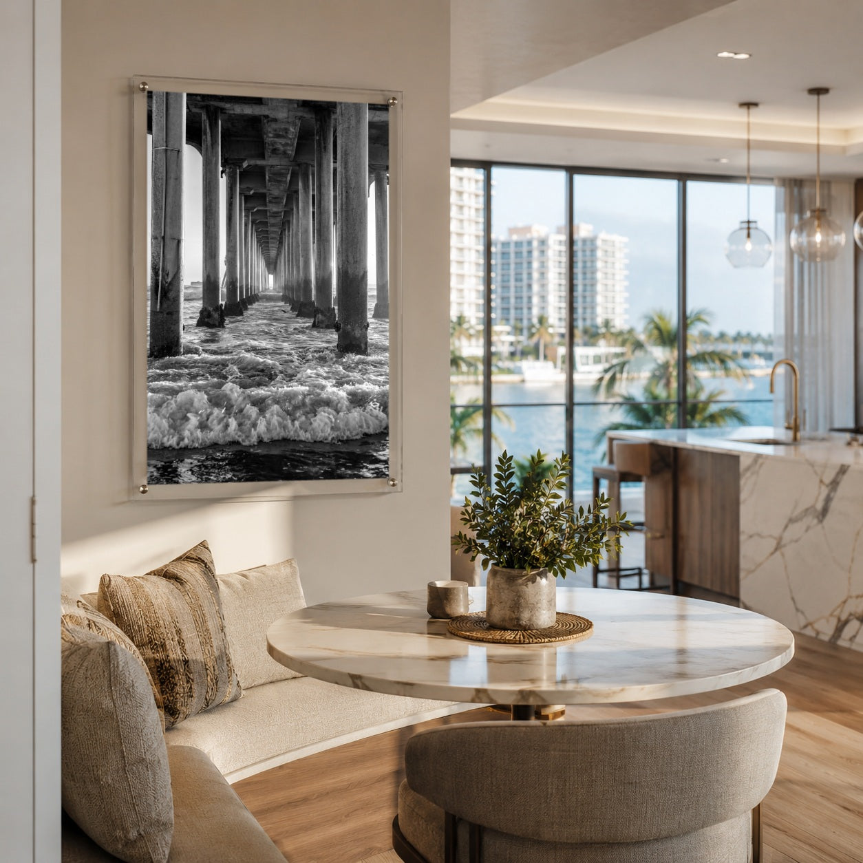 Between the Breakers Black & White Acrylic Wall Art Print