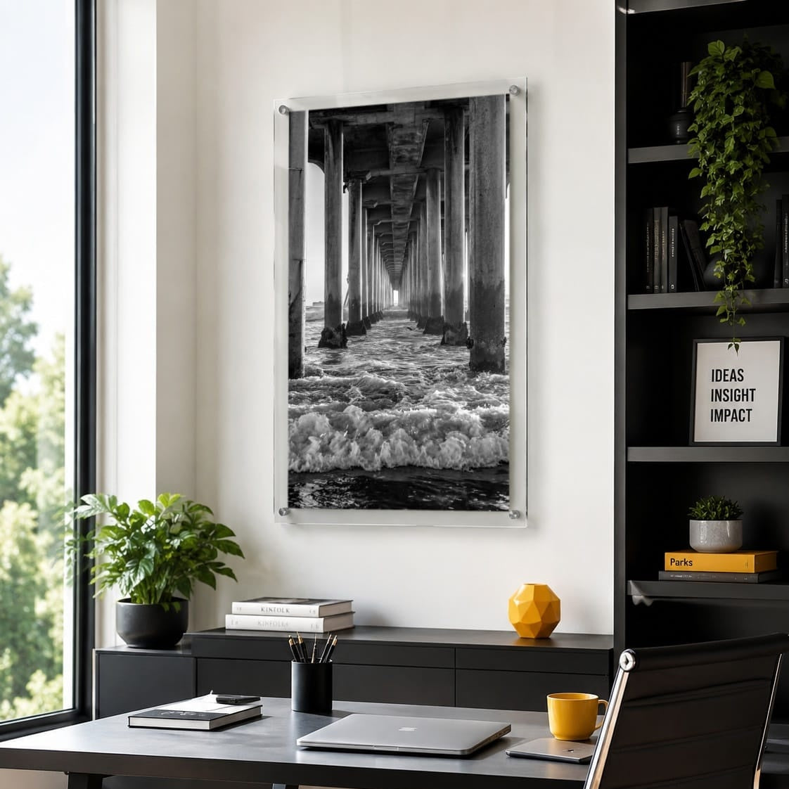 Between the Breakers Black & White Acrylic Wall Art Print
