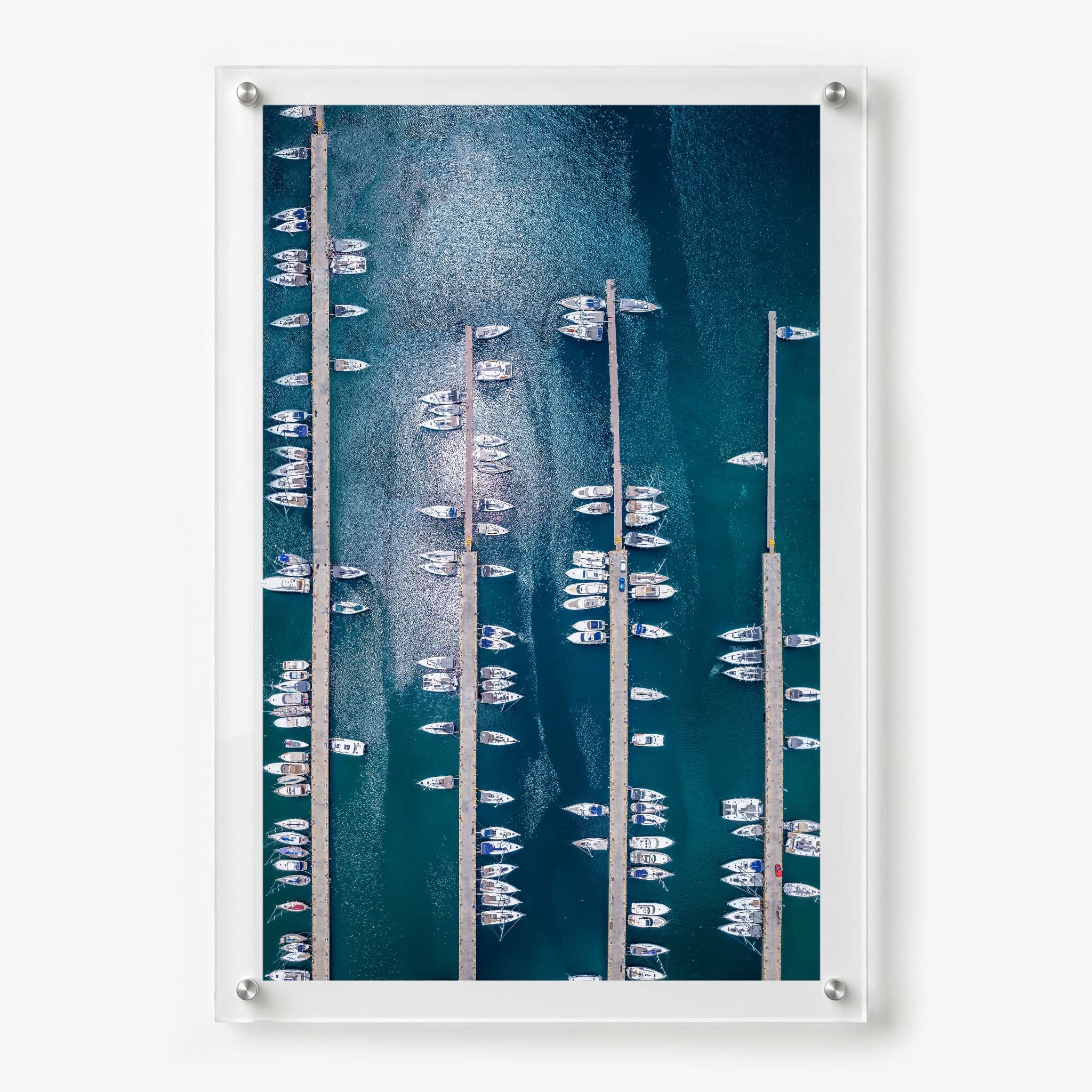 Boat Parking Only acrylic wall art with overhead marina photography