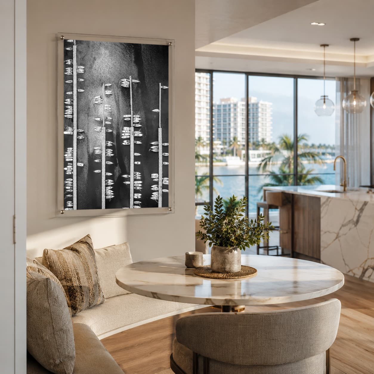 Boat Parking Only Black & White Acrylic Wall Art Print