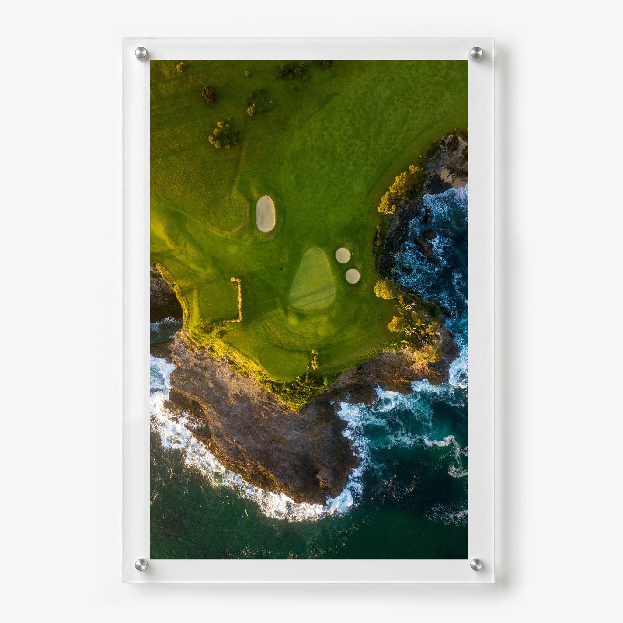 cropped close coastal hazard acrylic wall art print hanging on white background