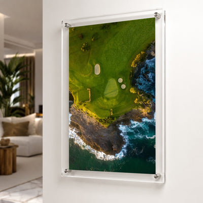 coastal hazard acrylic wall art print hanging in living space