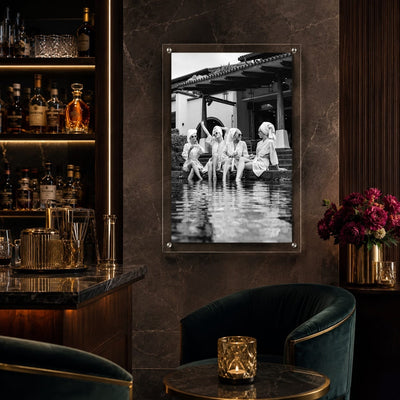 Resort inspired black and white acrylic wall art print