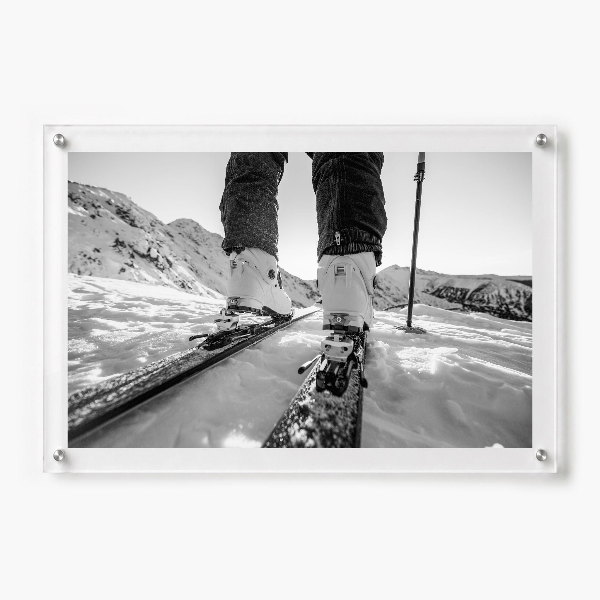 Black and white mountain road wall art shown in a framed 36x24 size