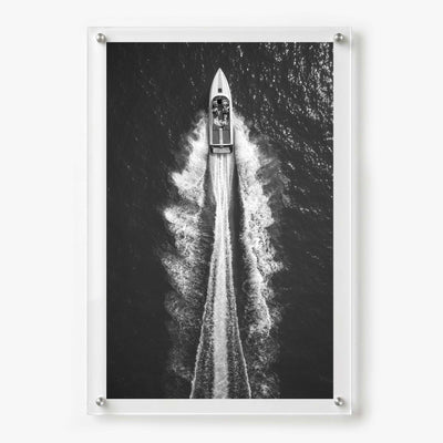 Exit By Sea wall art shown in a vertical 24x36 acrylic frame product view