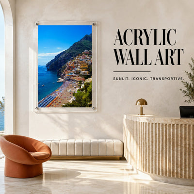 Positively Positano wall art in a bright modern lounge space