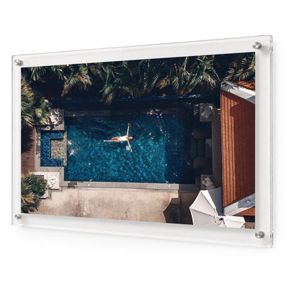 Lap of Luxury wall art shown in a horizontal acrylic frame decor with white background