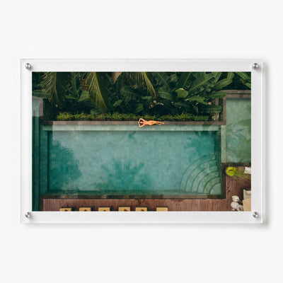 Palm and Circumstance wall art shown in a horizontal 36x24 acrylic frame with white background