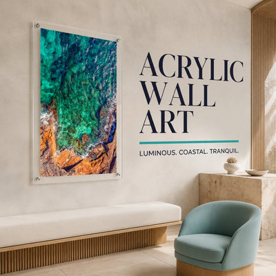 Sea Glass Shore wall art in a bright modern lounge space