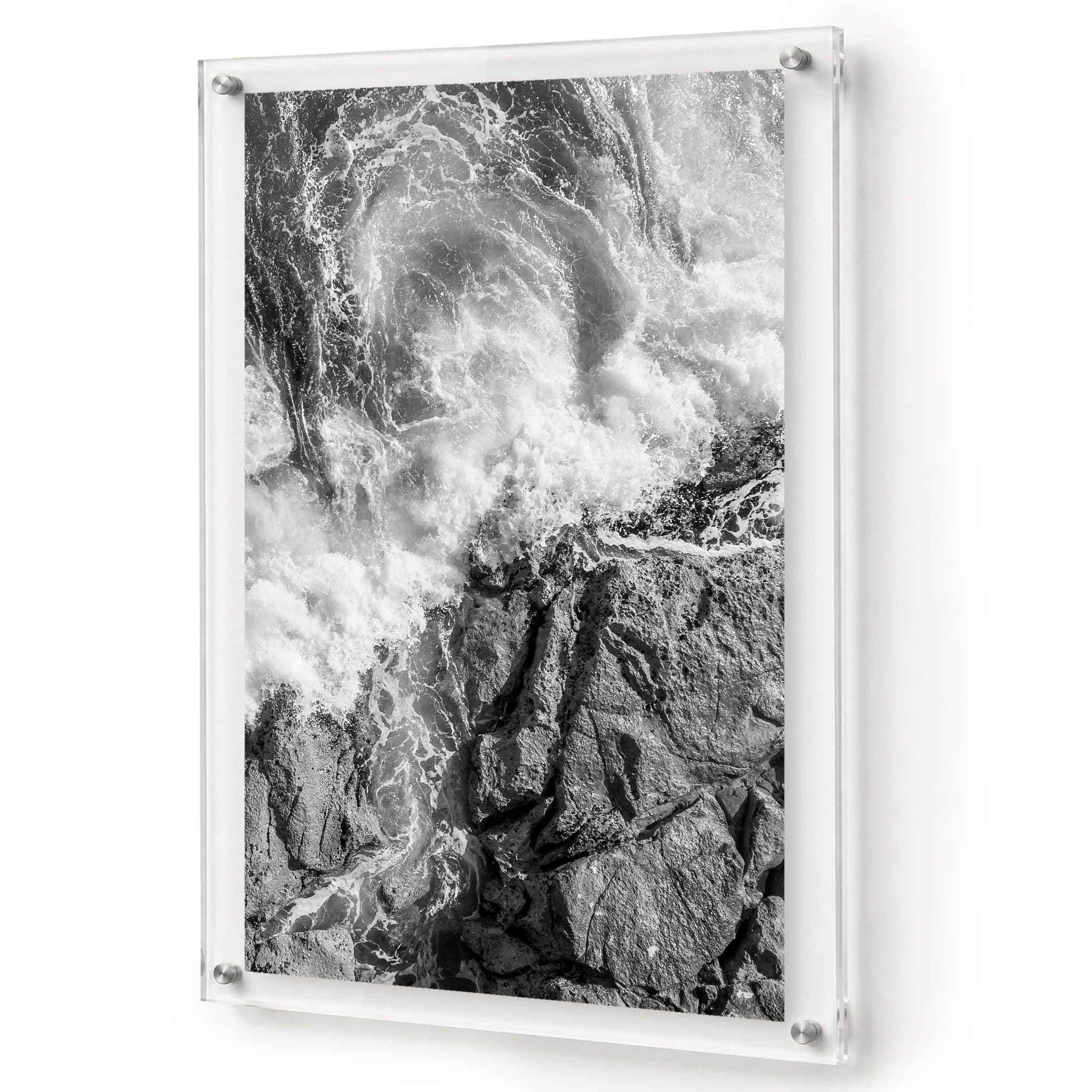 Salt Meets Stone I Black & White Acrylic Wall Art Print