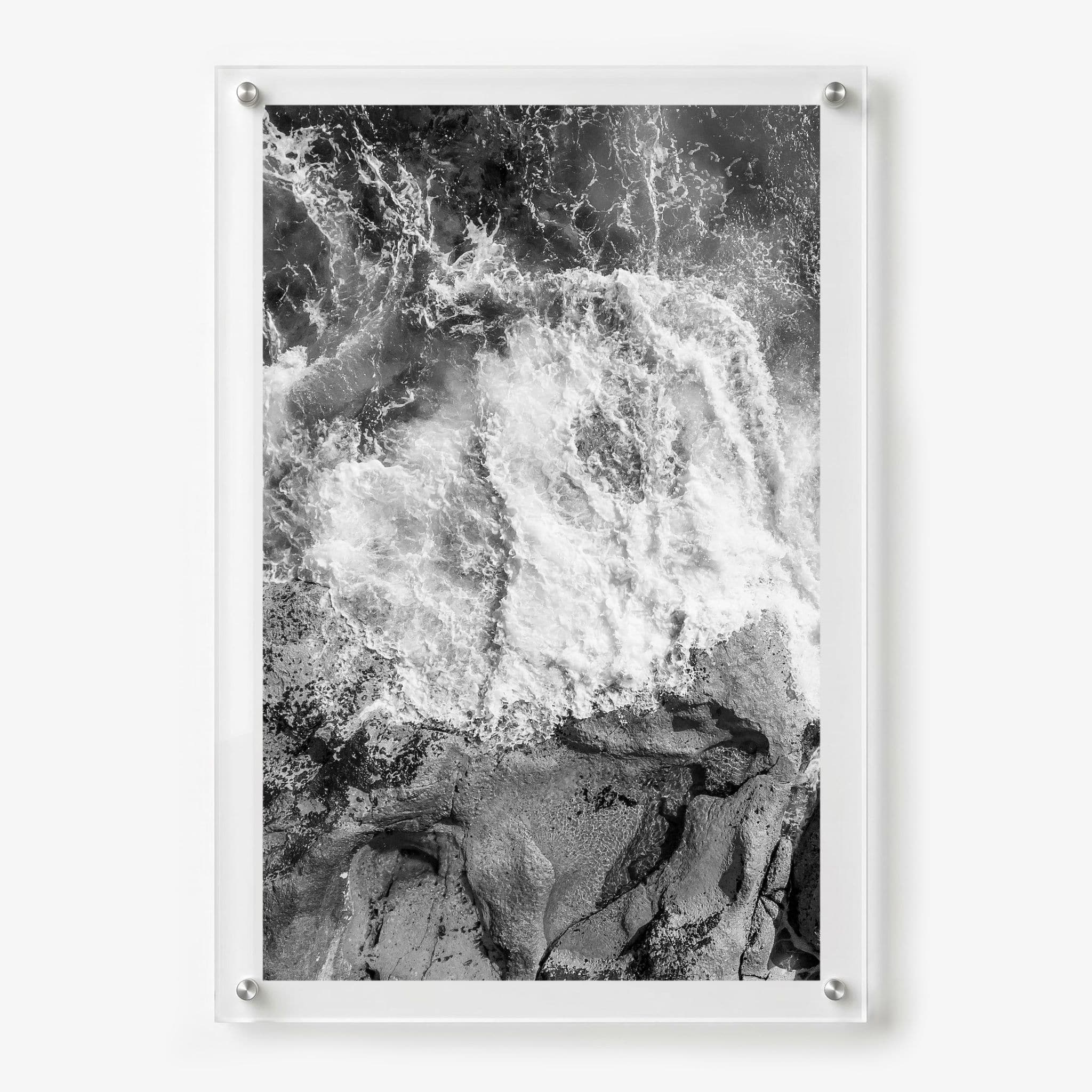 Salt Meets Stone B&W II vertical acrylic wall art