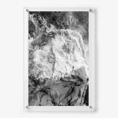 Salt Meets Stone B&W II vertical acrylic wall art