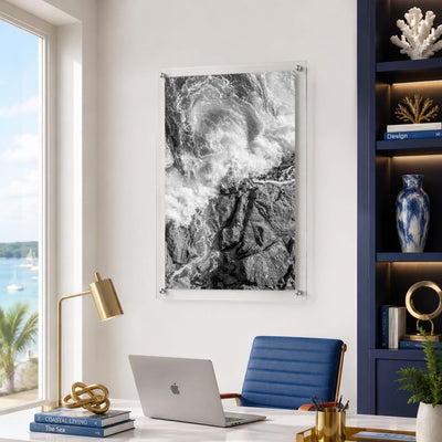 Salt Meets Stone I Black & White Acrylic Wall Art Print