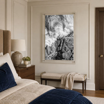 Salt Meets Stone I Black & White Acrylic Wall Art Print
