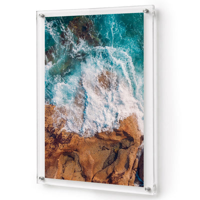 Salt Meets Stone II coastal acrylic wall art with turquoise ocean waves