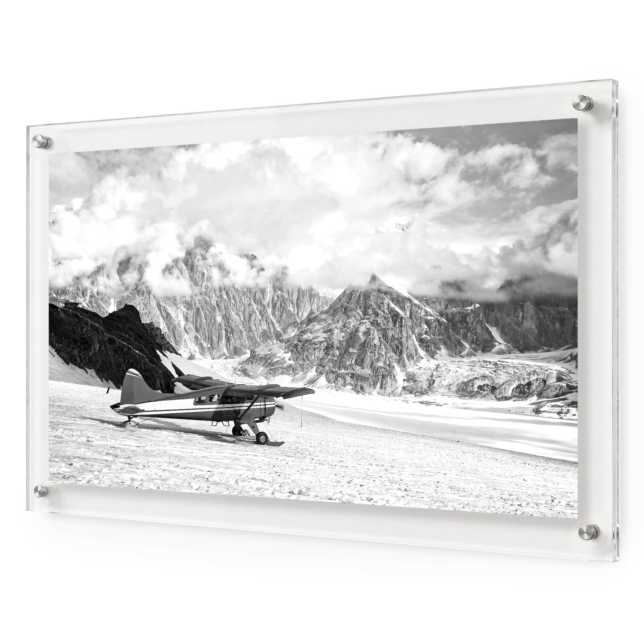 Where Adventure Begins black-and-white acrylic wall art, 36x24-inch size with white background
