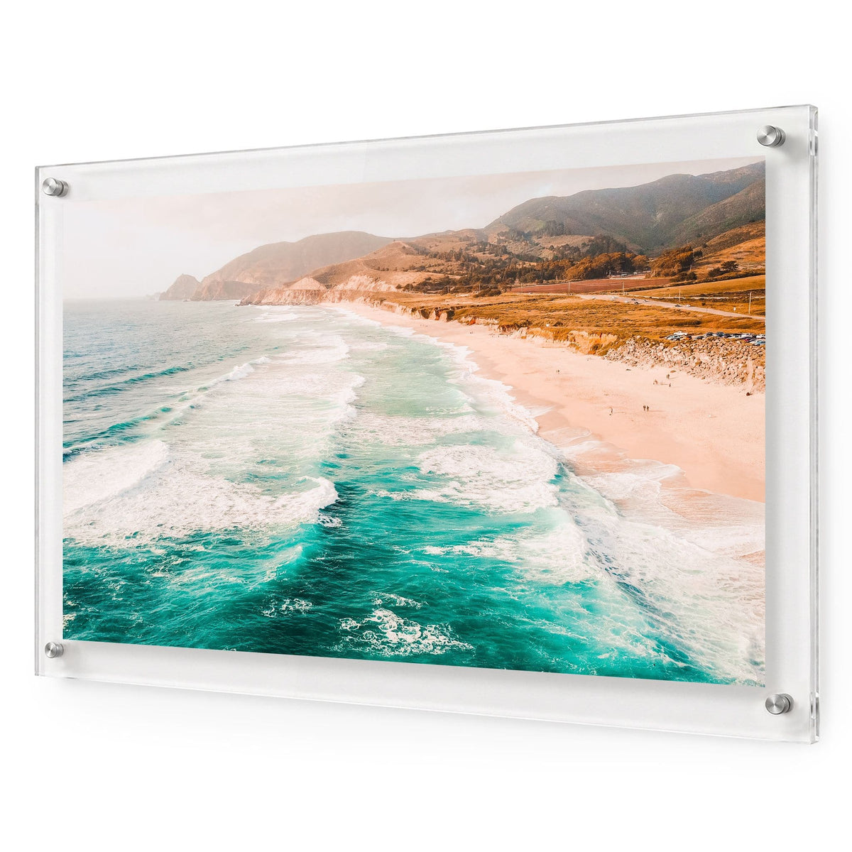 Pacific Pastels acrylic wall art in an ocean wave view with white background