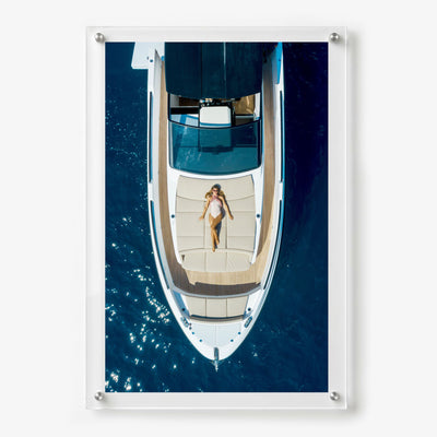 First Class Afloat acrylic wall art in 24x36-inch size, shown framed view