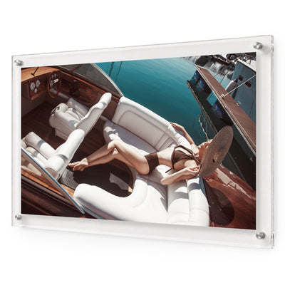 Sea La Vie color acrylic wall art shown in a framed view with white background