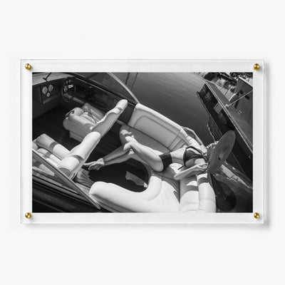 Sea La Vie BW 36x24 acrylic wall art displayed flat on a plain white wall