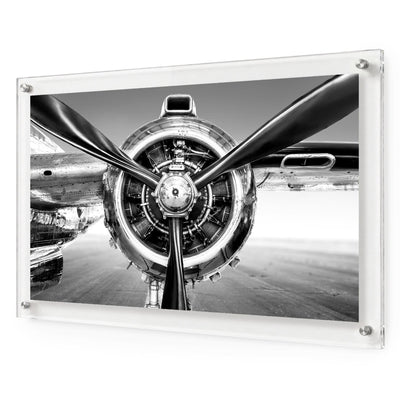 Prop Culture BW wall art seen angled on a plain bright wall
