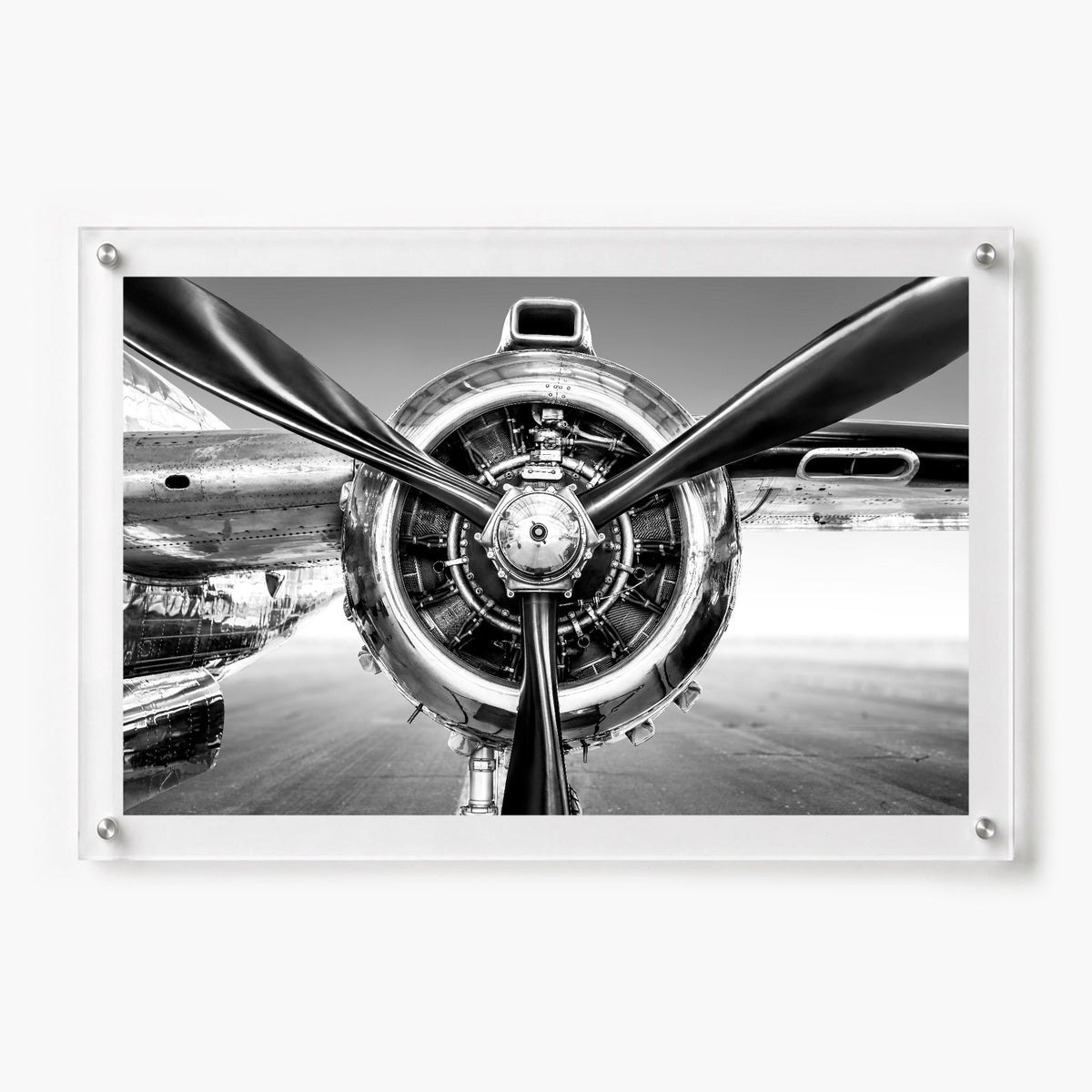 Prop Culture BW 36x24 wall art mounted flat on a plain white wall