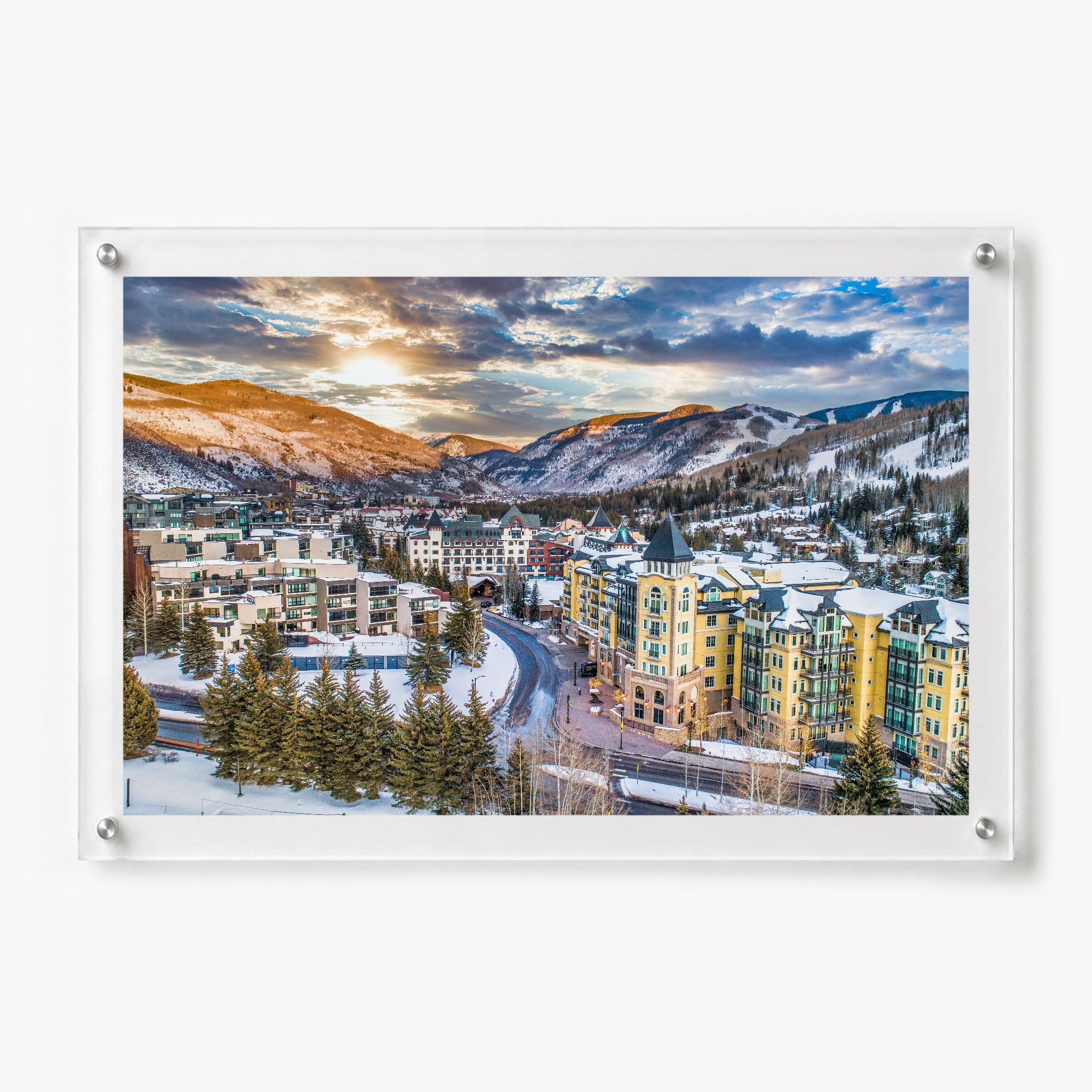 Vail We Meet Again 36x24 acrylic wall art displayed flat on white walls