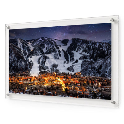 Goodnight Aspen acrylic wall art shown angled on a white wall