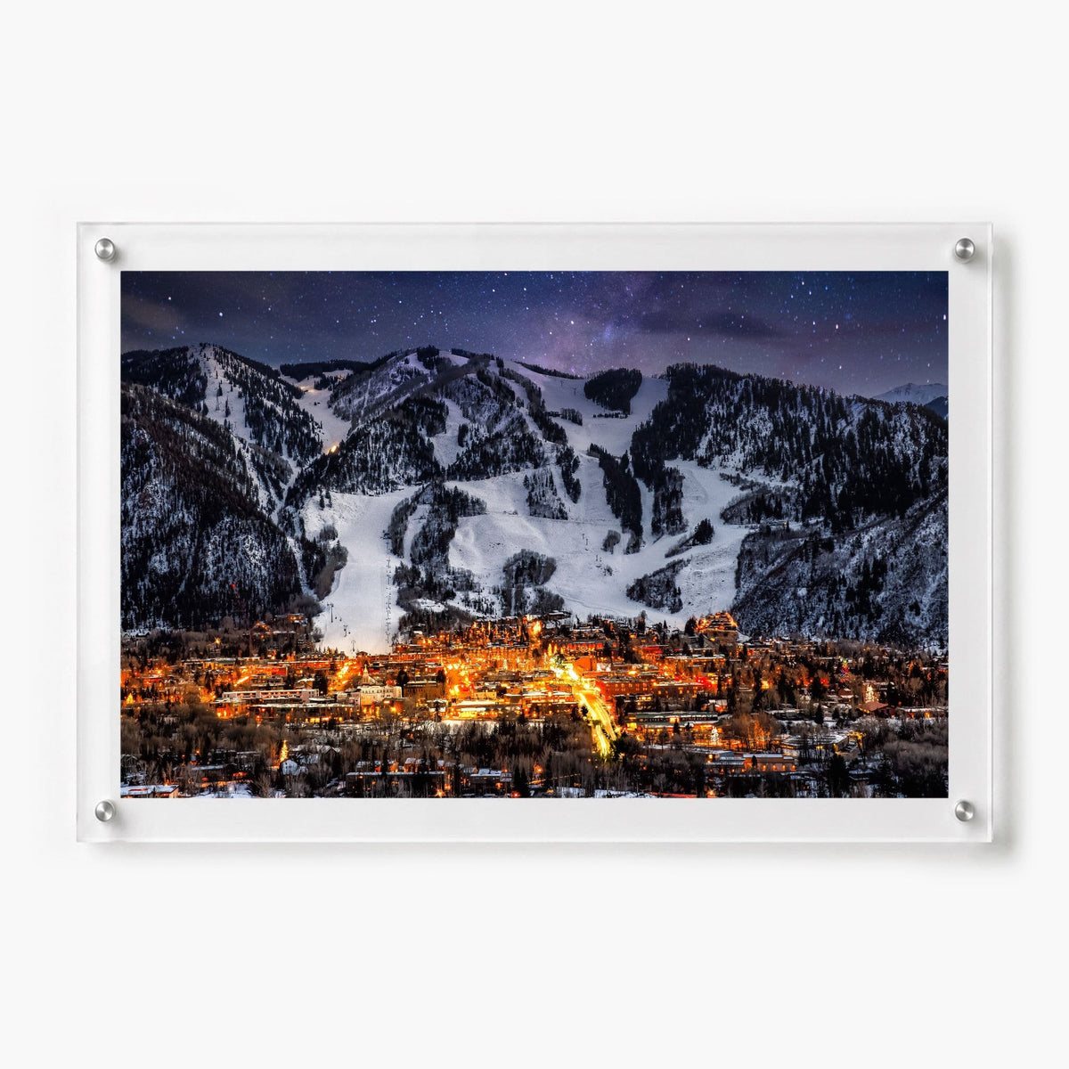 Goodnight Aspen 36x24 acrylic wall art displayed flat on a white wall