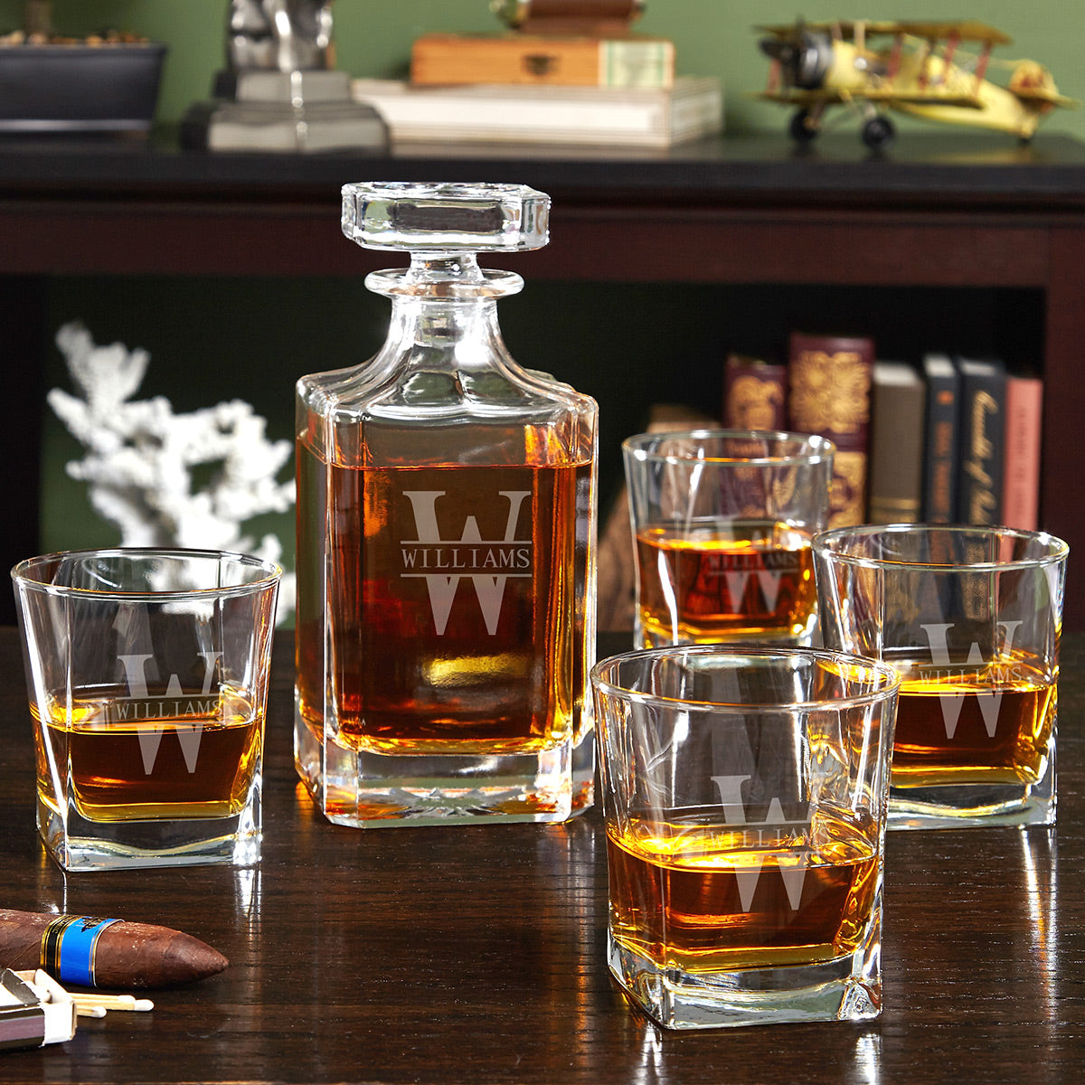 Carson Whiskey Decanter With Bar Glasses