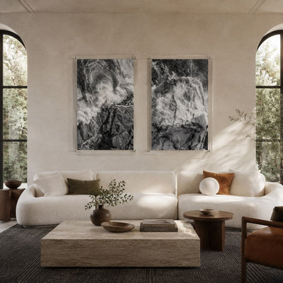 Salt Meets Stone I Black & White Acrylic Wall Art Print