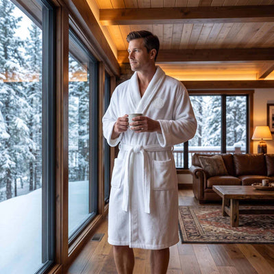 Personalized Rivera 100% Turkish Cotton Bath Robe - White