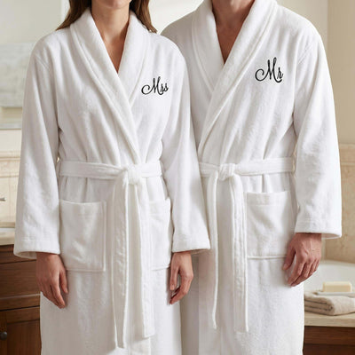 Personalized Rivera 100% Turkish Cotton Bath Robe - White