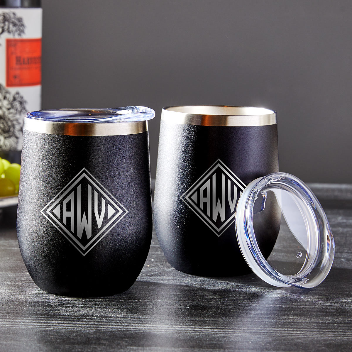 Engraved Stainless Steel Wine Tumblers - Set of 2