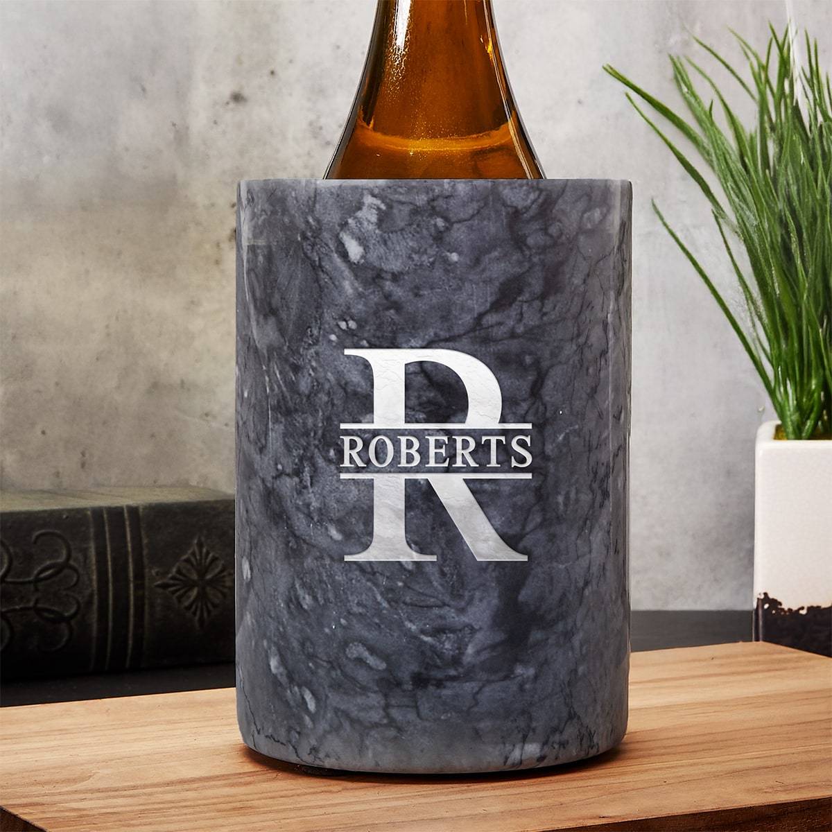 Customized Black Marble Wine Chiller