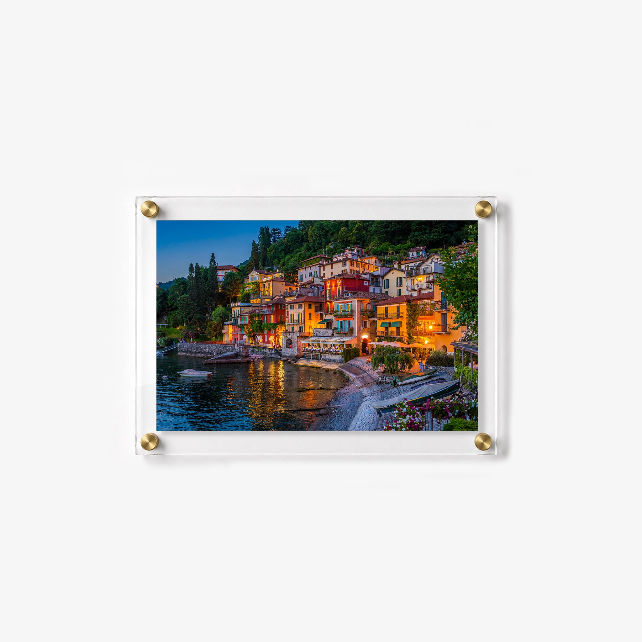 Scenic wall art of a vibrant Lake Como village