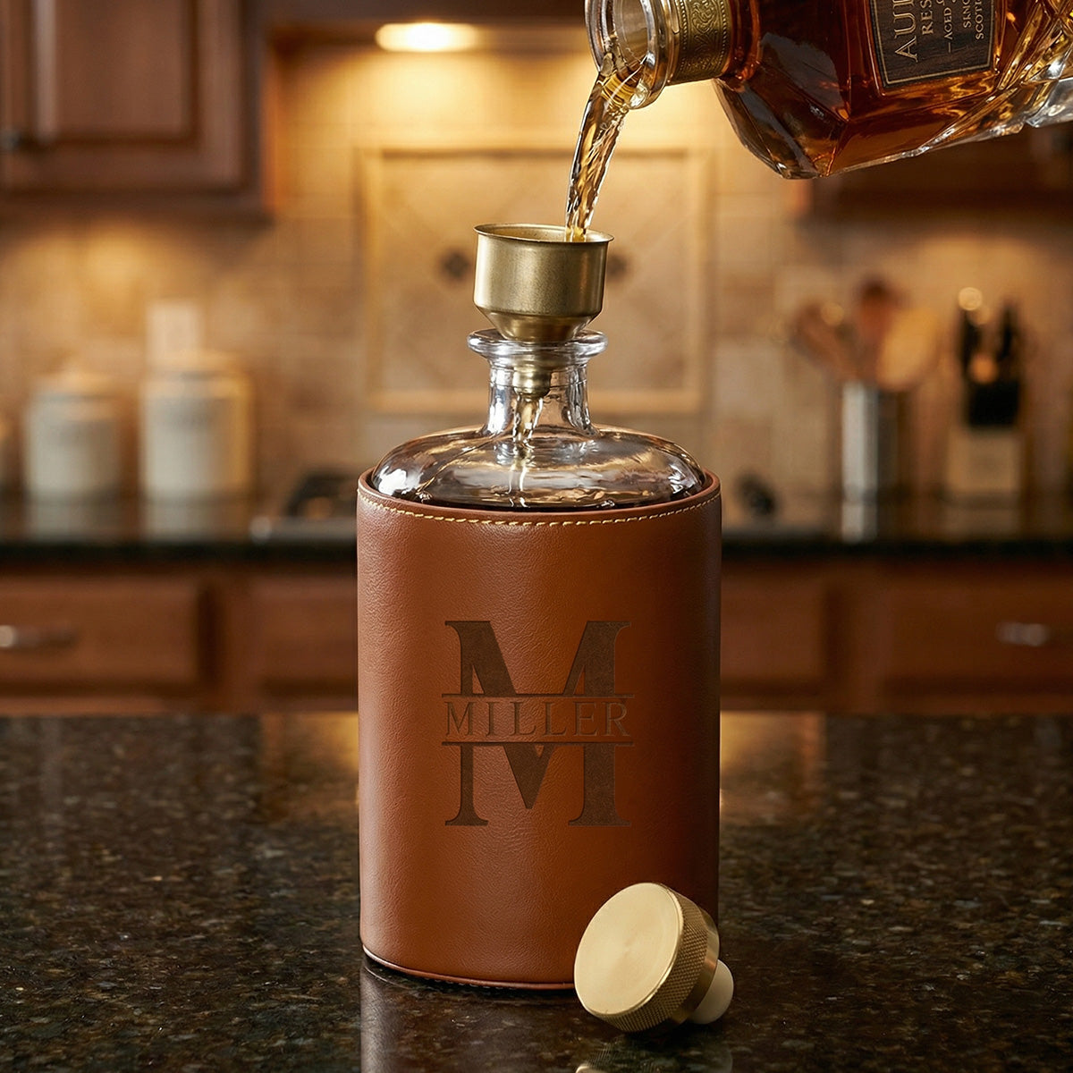 Crawford Leather Whiskey Decanter - Rutherford Glasses