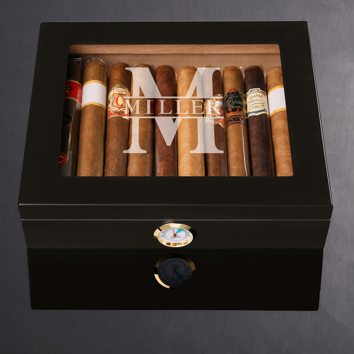 Esperanza Humidor Box with Hygrometer, Ebony Black