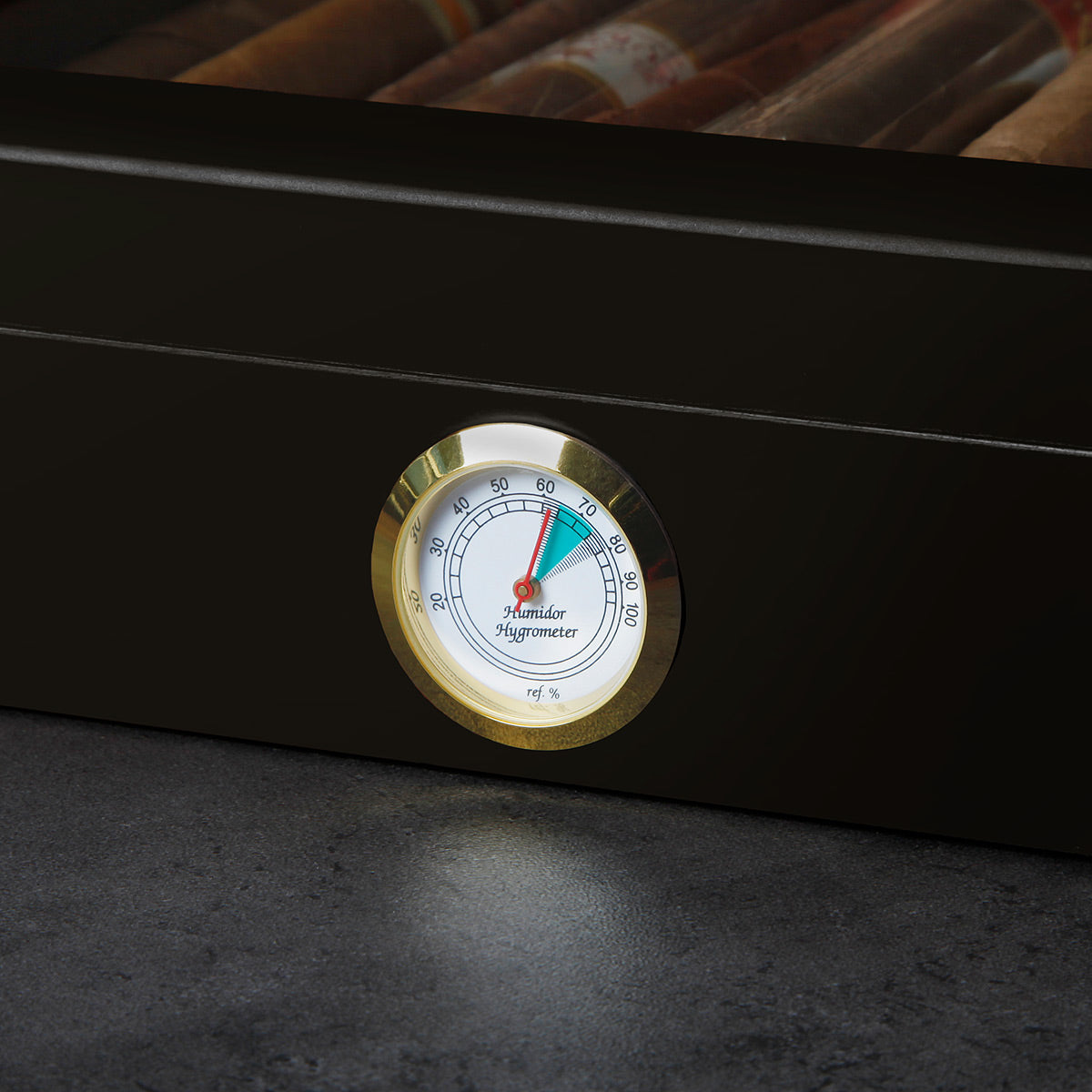Esperanza Humidor Box with Hygrometer, Ebony Black