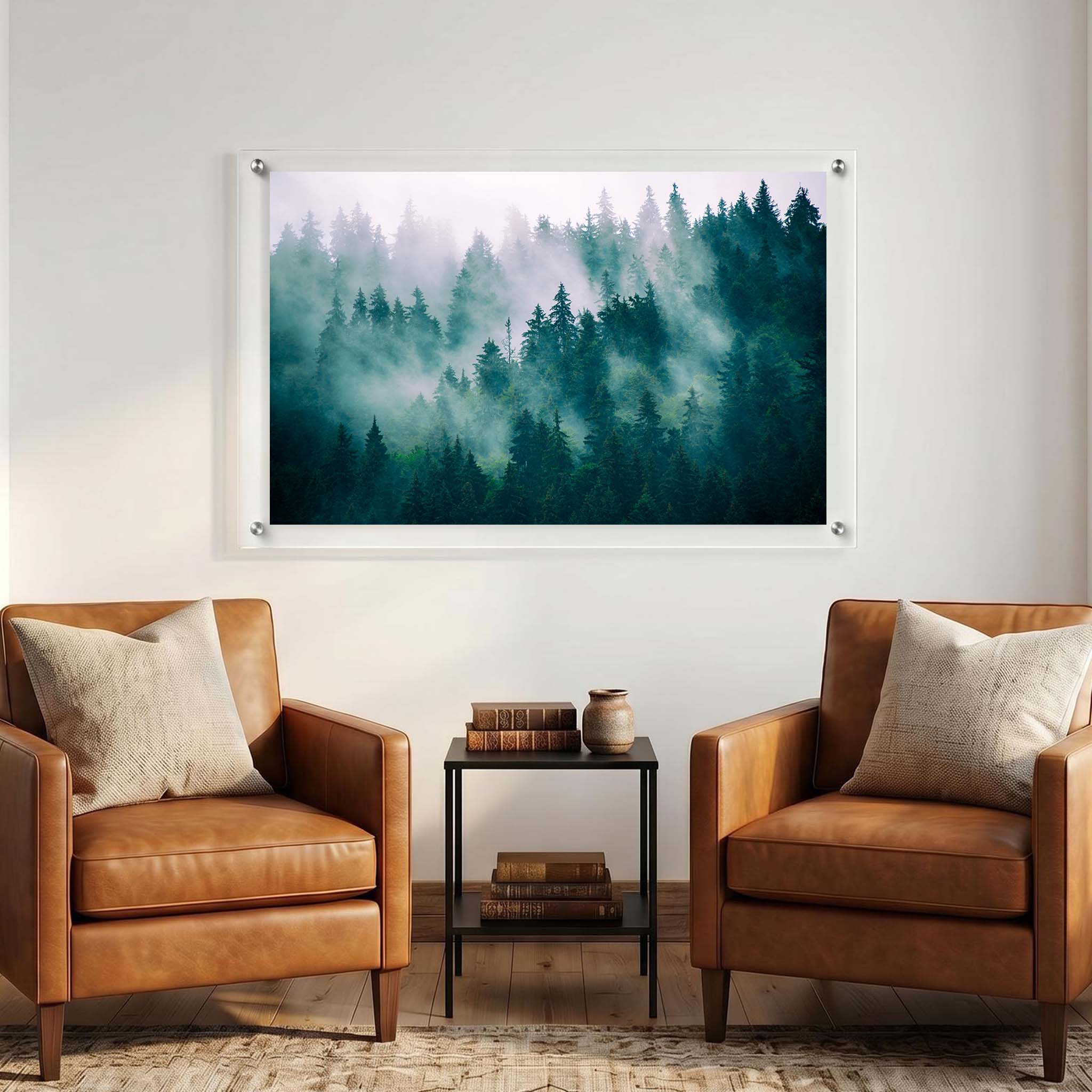 Nature inspired acrylic wall print displayed in a peaceful reading nook
