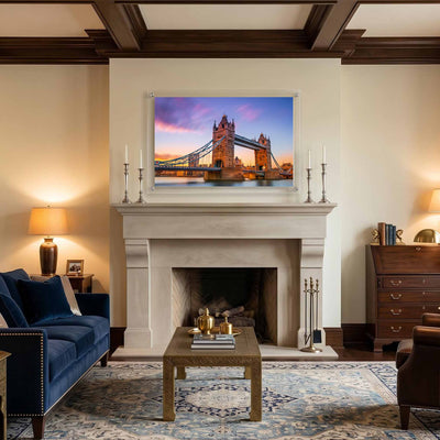 London wall art showing Tower Bridge displayed in a living room