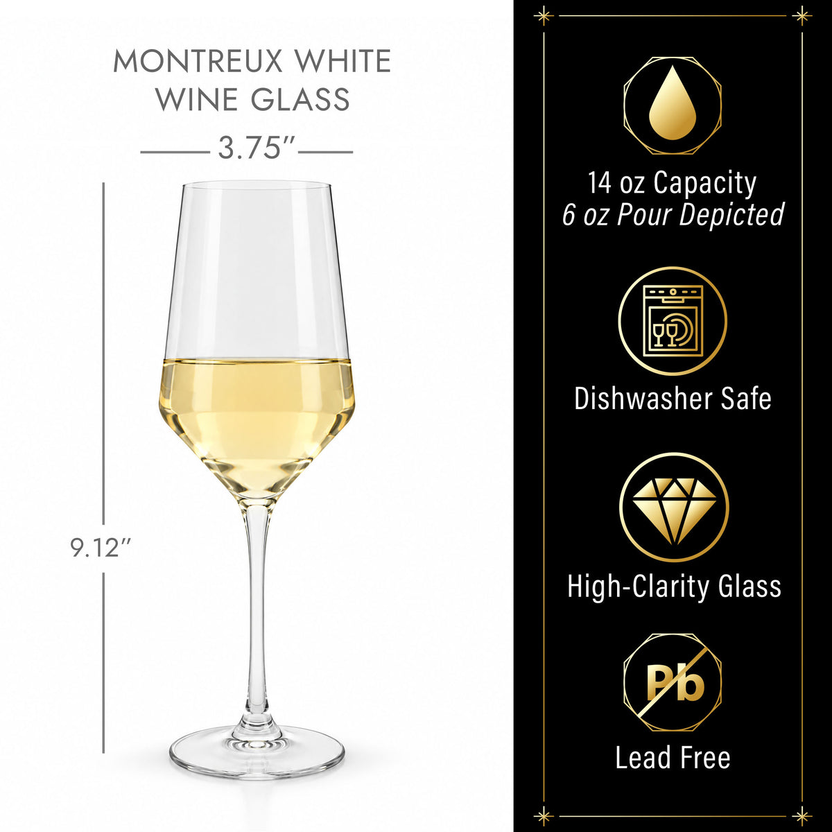 montreux white wine glass dimensions and features