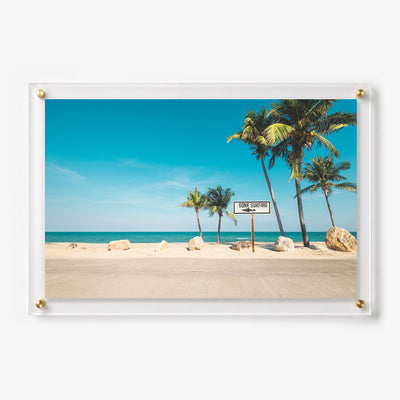 Coastal acrylic wall art showing a sunny beach road