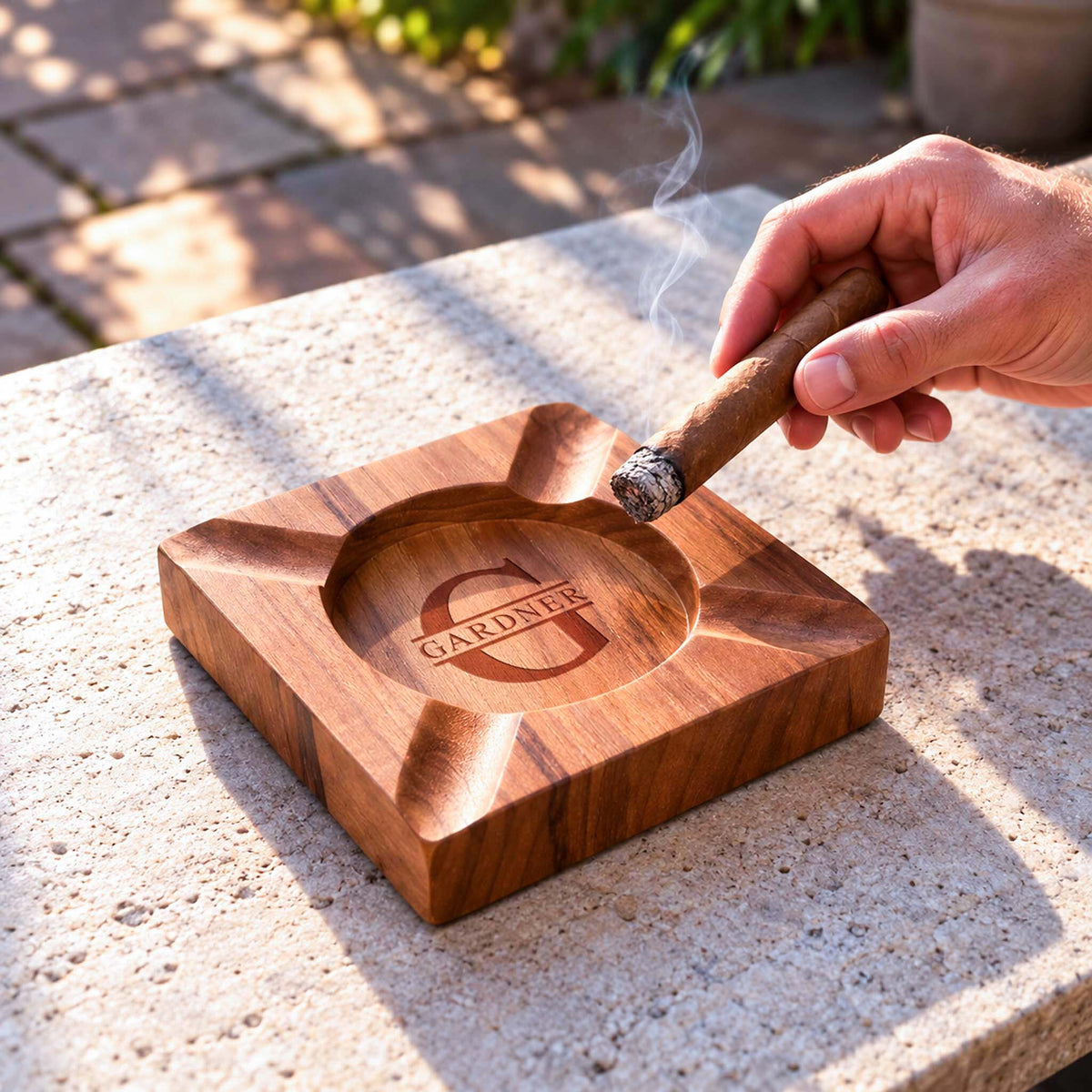 Eastwick Custom Cigar Ashtray - Teak Wood