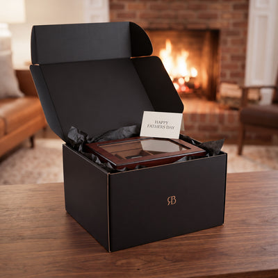 luxury cigar humidor gift box with Father's Day greeting card