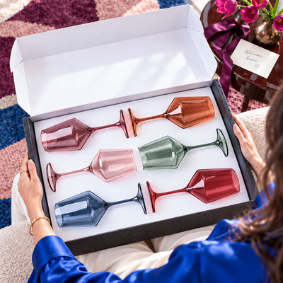 bellora colored wine glasses set of 6 in gift box