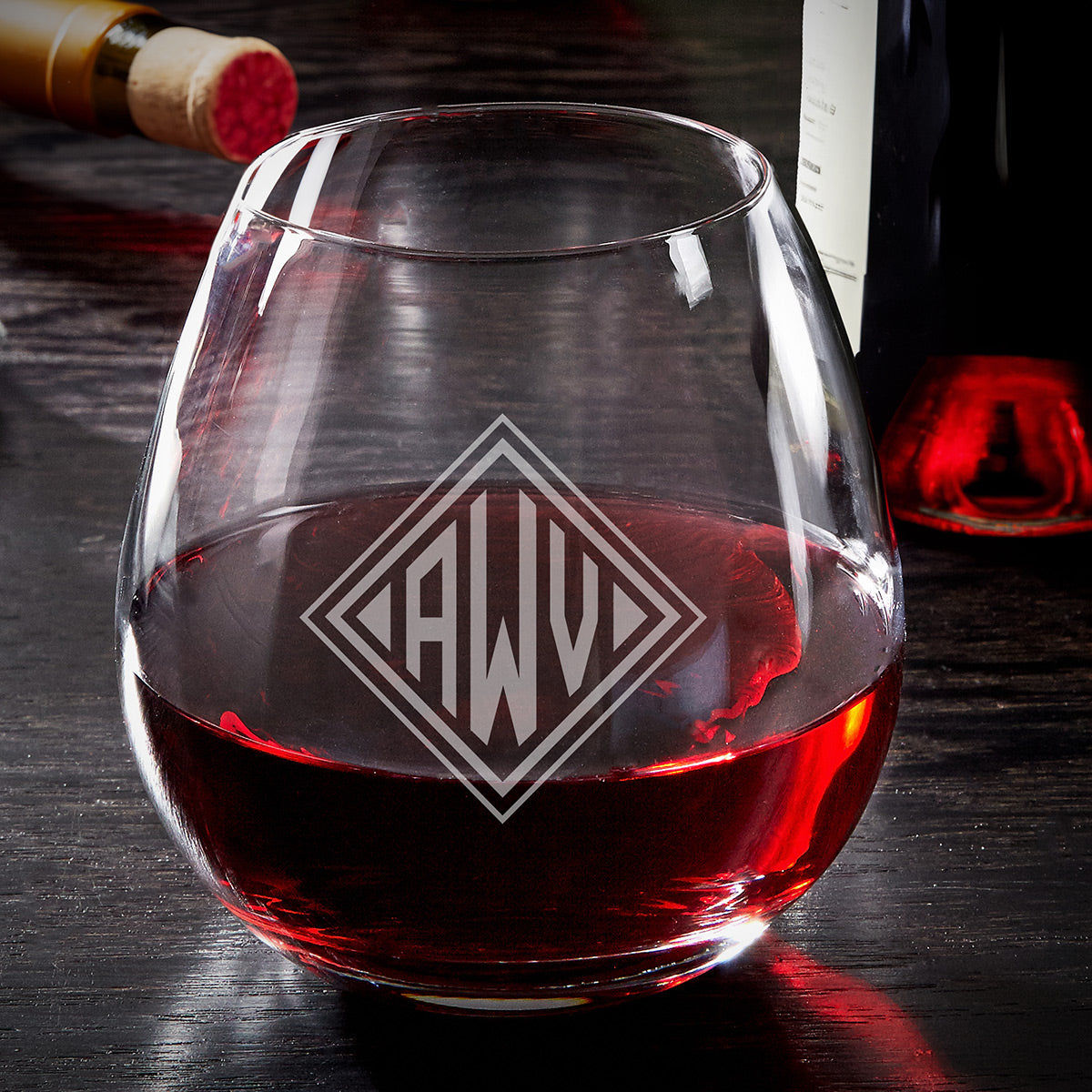 Giovanni Personalized Stemless Red Wine Glass