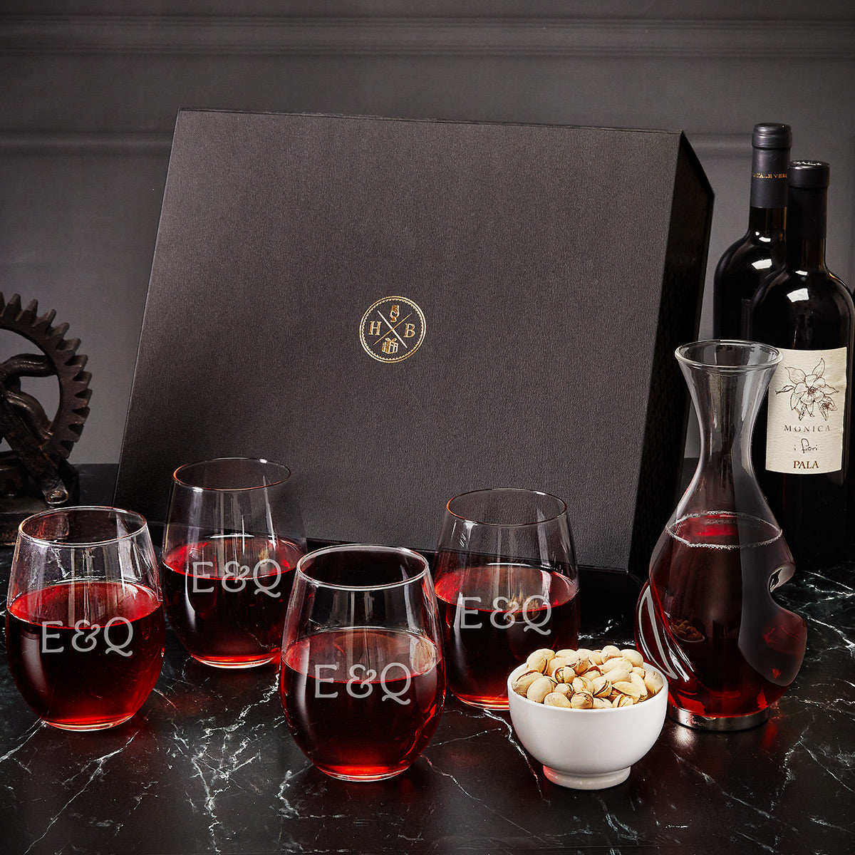 Wine Aerating Decanter & Stemless Wine Glasses Luxury Box Set